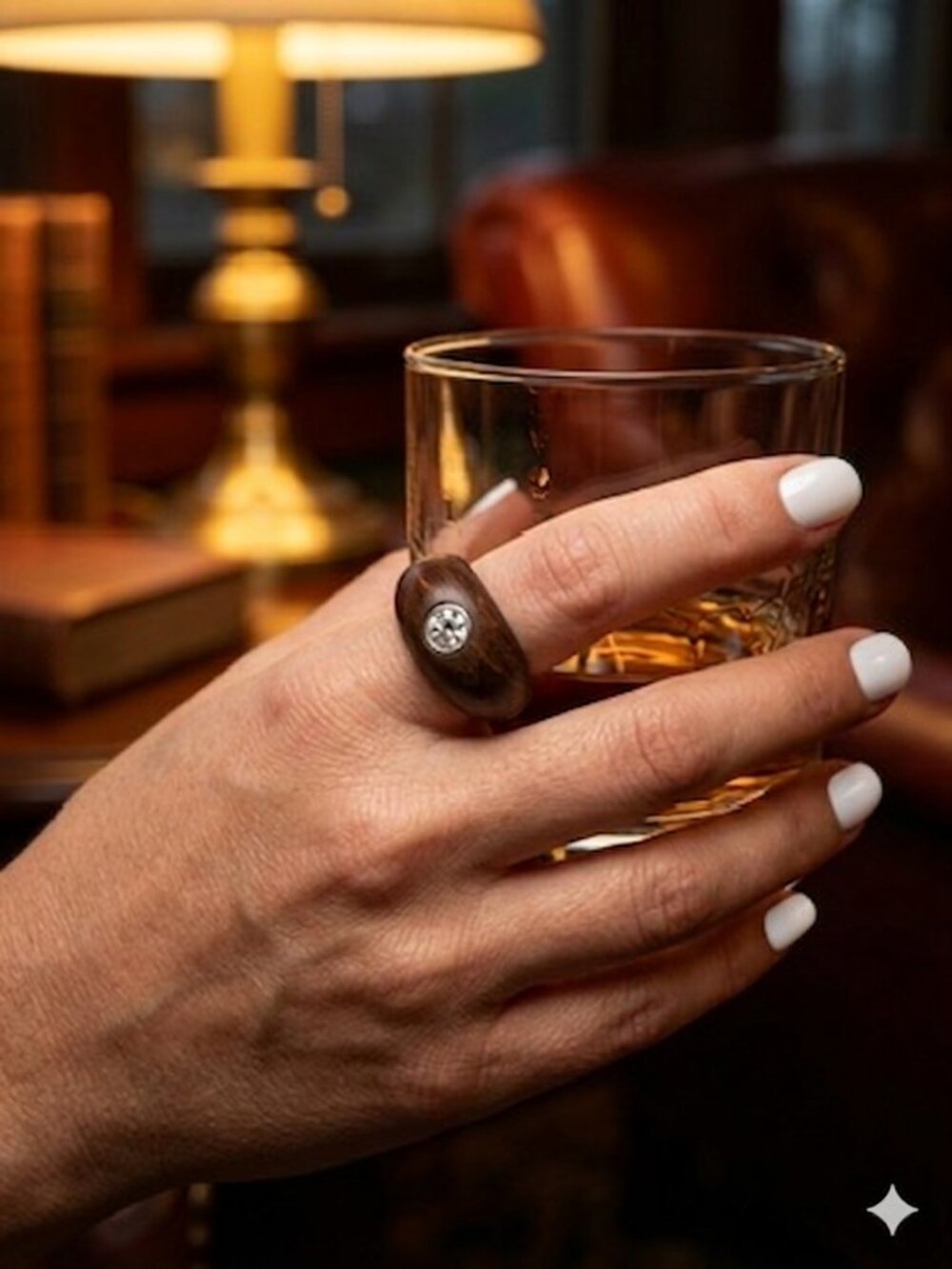 🌿 Boho Chic: Unique Handcrafted Dark Wood & Sparkle Accent Ring 🌿 Size 7